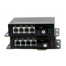 OHZ-1F4T 1光4話純電話光電轉換器 純電話光端機 來電顯示光纖收發器4路 rj11光纖電話交換機 1光4話電話光電轉換器